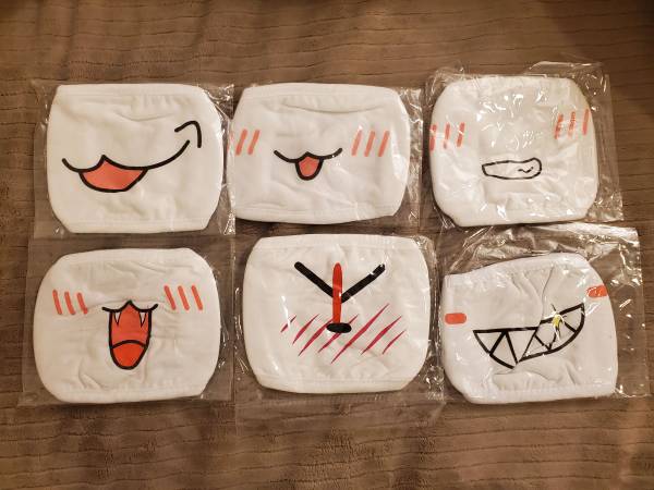 Kawaii Mask- 8PCS Anime Face Mask Reusable Cute Kaomoji Face Mask 1