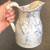 Antique VTG Stoneware Pottery Pitcher Vase White Marine Blue 7.5"x5" 1920s 1930s 18 thumbnail