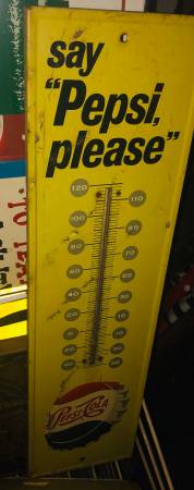 Pepsi cola thermometer sign vintage 1