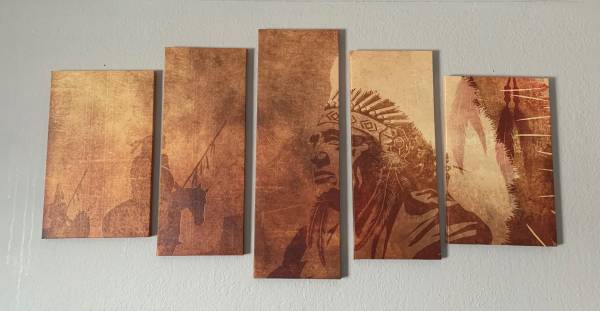 Native American 5-print set (on canvas). 24” tall x 48” wide 1
