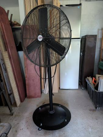 30" shop fan. Casters. 1