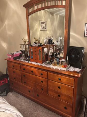 Beautiful 10 drawer dresser in excellent shape with mirror 1