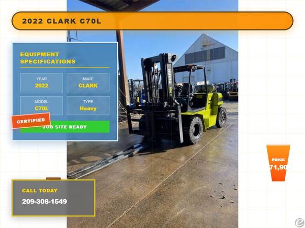 2022 Clark C70L Forklift 1