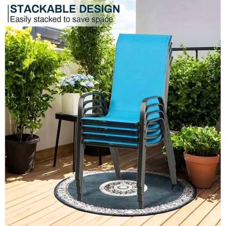 CLEARANCE Stackable Patio Chairs Set of 4, Outdoor Dining Chairs with Breathable 1