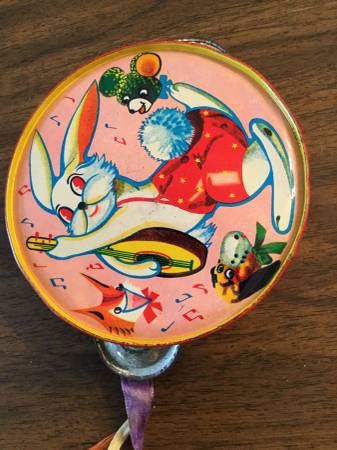 Vintage Tin Litho Rabbit Tambourine 1