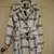 Miss Ashley, White & Black Plaid Dress Coat w/ Buttons & Waistline Tie 1 thumbnail