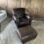 Pottery Barn Manhattan Genuine Brown Leather Chair & Ottoman 2 thumbnail