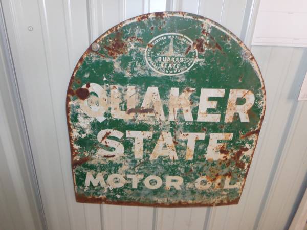 Vintage QUAKER STATE MOTOR OIL Tombstone SIGN 26 x 29 1