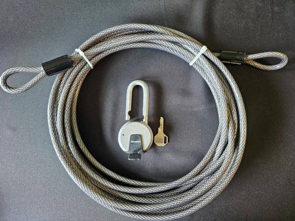 Master Lock 30' Steel Cable with Looped Ends, + Heavy Duty Master Lock 1