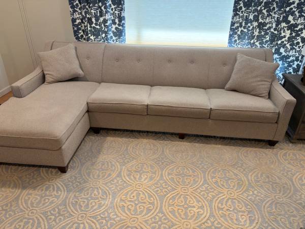 Large, Comfortable Gray Couch With Chaise Lounge 1