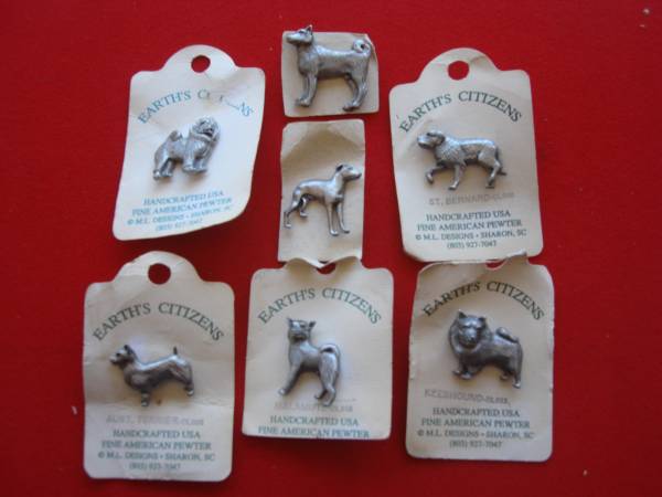 PEWTER DOG PINS 1