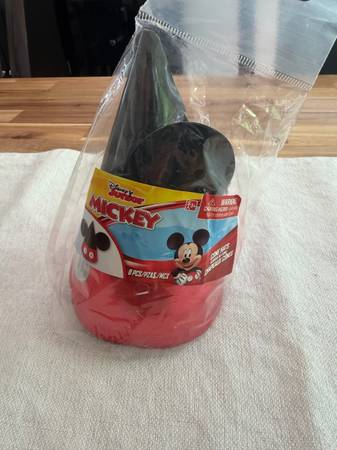 Mickey Mouse Party Hats – 12 Pack and Mickey Pin-the-Mouth– New, Unused 1