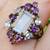 Natural Moonstone, 8 Amethyst, 8 Blue Topaz Ring; Size7.5 Silver, Gold 10 thumbnail