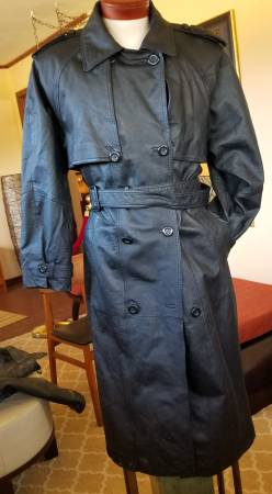 Black Leather Trenchcoat Mens L to XL 1