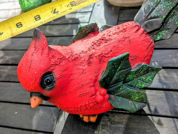 new 9" red robin bird art figure garden christmas holiday decor 1