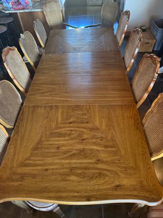 Dinning room table, 13 chairs&hutch 1