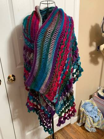 Extra long hand crocheted shawl 1