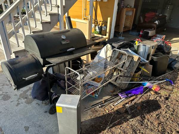 FREE smokerC lumber rack, over sink dish rack, misc items 1
