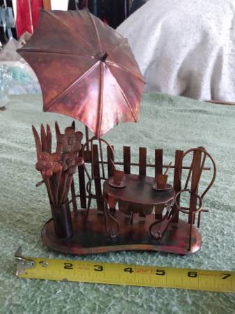 Copper Art Bistro Scene VTG 1