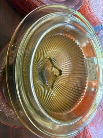 Pair Amber Depression Glass Mixing Bowls 1