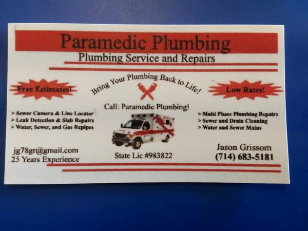 PLUMBING ( LICENSED/ BONDED ) ORANGE COUNTY 1