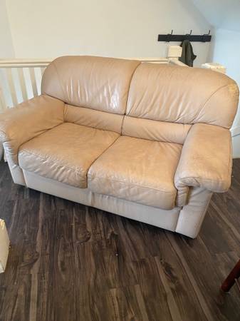 Beige leather sofa 1