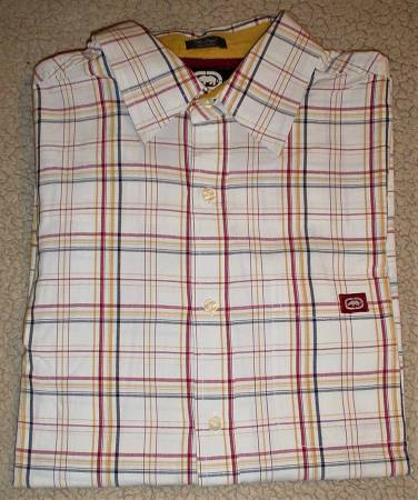 Vintage Ecko Long-Sleeve White Plaid w/Red Men's L Original Nice/Clean 1