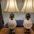 Pair Vintage Victorian Style Angel Cherubs Table Lamp Frosted Glass Globe Center 4 thumbnail
