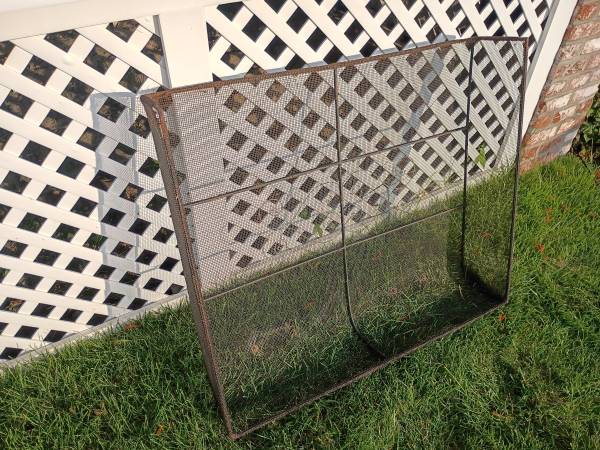Fireplace screen vintage with brass handles 1