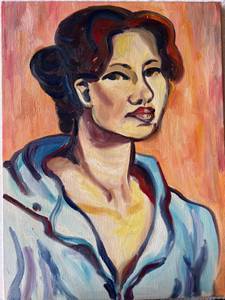 ART WORK * Original Oil painting on canvas "Girl in sweatshirt" 1