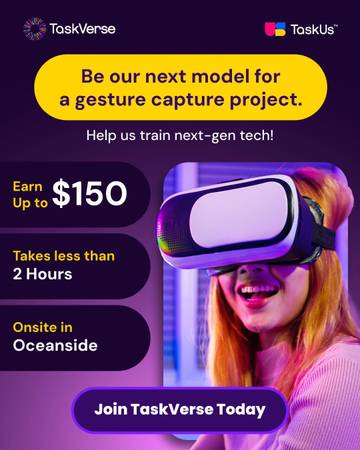 Help Train AI with Simple Gestures – $150 Paid In-Person Project! 1