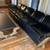9 ft Long MidCentury Black Leatherette two piece sofa with Walnut wood trim 2 thumbnail