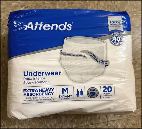 $4 Attends Underwear Pull Ups Adult Incontinence Diaper Medium / Large - $18 (Bensonhurst Brooklyn 86 street & Avenue U)63471466735233122