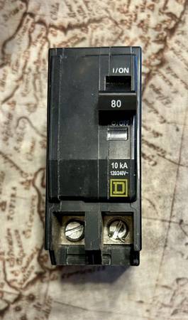 Square D QO series 80 amp 2-pole Circuit Breaker 1