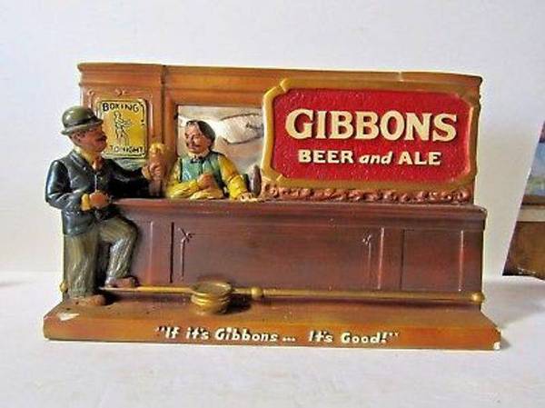 GIBBONS BEER & ALE BAR CHALKWARE CHALK STATUE WILKES-BARRE, PA - BAR 1