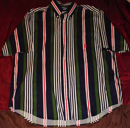 Vintage Nautica Short-Sleeve Blue/Green/Red/White button down Men's L 1