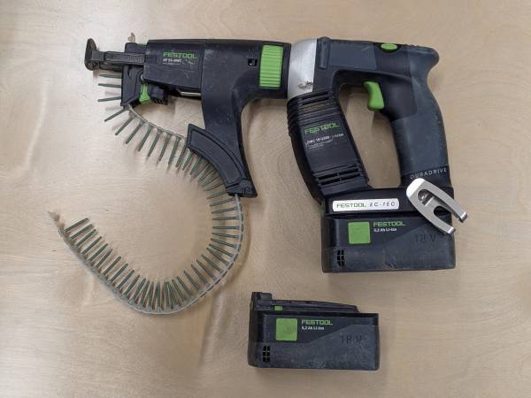 Festool Duradrive DWC 18-4500 Autofeed Drywall Gun with 5.2 batteries 1