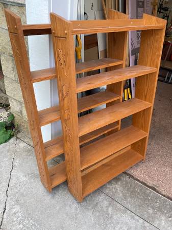 Solid oak wall shelves with engraving (two total) 1