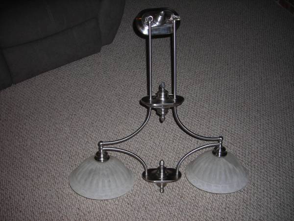 Brushed Nickel Dual-Lamp Chandelier 1