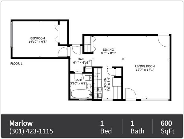 $1,310 / 1br - 600ft2 - This great 1 bd, 1 ba space will fit your budget! Come see it today! (Temple Hills)63896154694659122