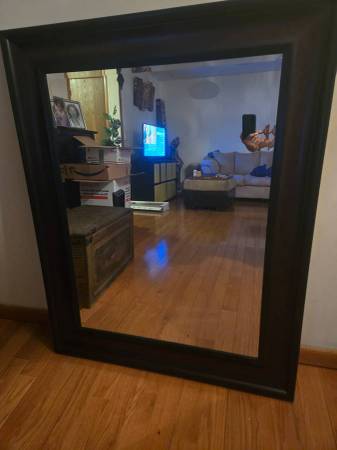 Beautiful large black wooden mirror - $100 1