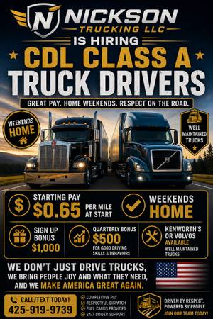 CDL CLASS A DRIVER NEEDED 1