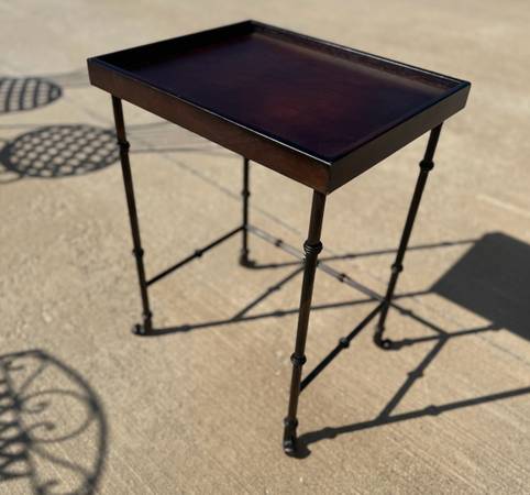 End Side Accent Table with Wrought Iron Legs 1