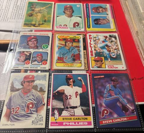 Steve Carlton Phillies 9 baseball cards Hall of Fame 1