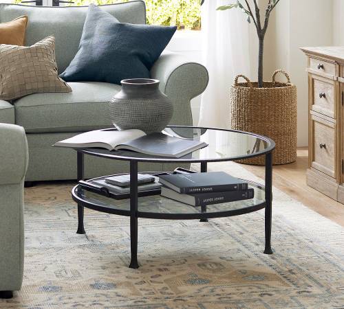 Pottery Barn Tanner 36" Round Glass Coffee Table (South San Jose) 1