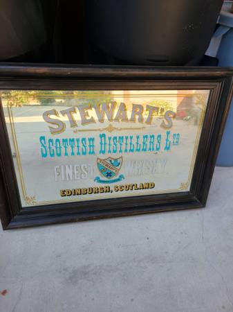 Stewart's Scottish Distillers whiskey mirror advertising sign for sale 1
