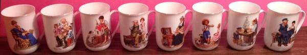 Set of 8 NORMAN ROCKWELL Collector's Mugs (PERFECT CONDITION 1