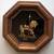 Gold carousel horse artwork, wire & etched metal in solid walnut frame 3 thumbnail