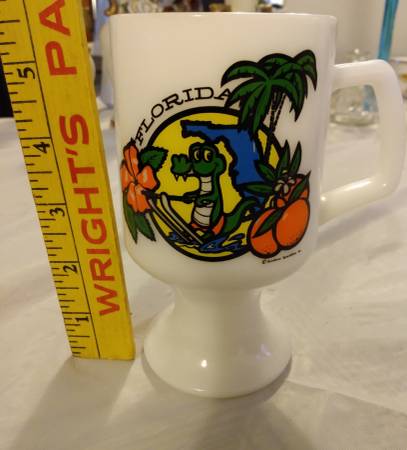 VTG Florida Souvenir Handled and Pedestal White-Milk Mug 1
