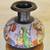 Beautiful colorfully hand painted 16" tall brass pitcher pot vessel 3 thumbnail